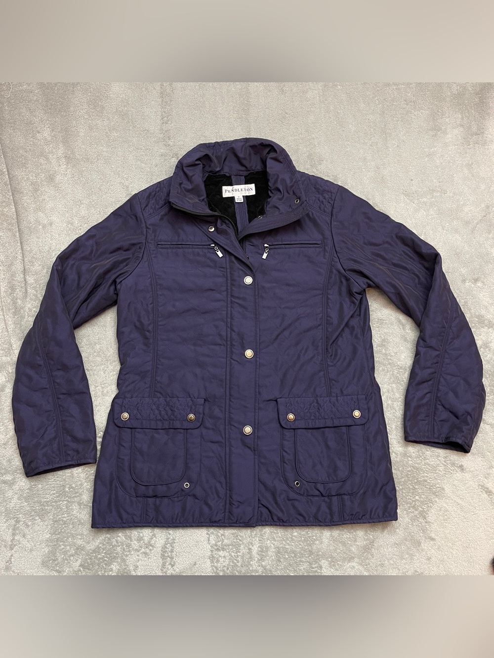 Pendleton Diamond Quilted Zip Snap Puffer Jacket Purple Women’s Medium